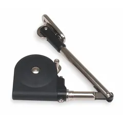 Plastic lid support with a maximum support angle of 90°. Overall height 8 37/64 in, overall width 49/64 in. Used to hold lids open in cabinets, enclosures, and access panels.