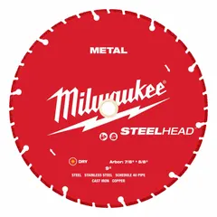 This 9-inch diamond saw blade is designed for dry cutting of cast iron, ductile pipe, stainless steel, and steel. It is suitable for use with cut-off saws in applications such as plumbing, construction, and metal fabrication.