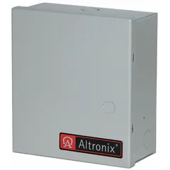 This power supply board with steel enclosure converts 115V AC input to isolated 24V AC at 12.5A. It is used to distribute power to security panels, access control systems, and automation equipment requiring stable 24V AC output.