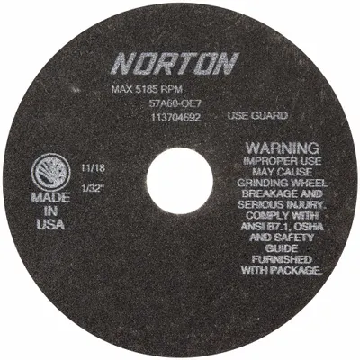 NORTON Type 1 Nonreinforced Toolroom Cut-Off Wheel - Nonreinforced Toolroom Cut-Off Wheels