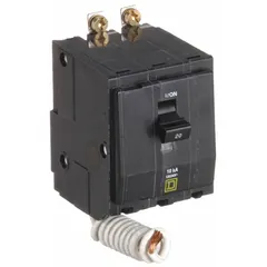Bolt-on miniature circuit breaker rated 20 A, 120/240V AC, three-phase, with a maximum interrupting rating of 10kA at 120/240V AC. Three-pole design for overcurrent protection in electrical distribution systems. Compatible with Square D NQOD panelboards.