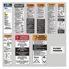 Replacement label kit for material handling equipment. Used to replace worn or damaged labels to maintain clear identification and compliance on industrial machinery. Includes labels for safety and operational information.