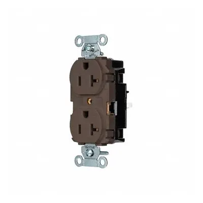 HUBBELL Receptacle: Duplex, 5-20, Brown, 125V AC, 20 A, 2 Pole / 3 Wire (MPN BR20ST) - General Purpose Receptacles