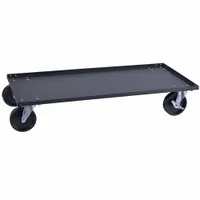 This lipped solid-deck cabinet dolly from SANDUSKY has a 300 lb capacity and measures 7 in H x 37 in W x 19 in D. It is finished in black and equipped with two rigid casters and two swivel casters with brake. The raised lip on the deck helps keep loads stable during transport, making it suitable for moving cabinets, appliances, and other heavy items in warehouses, offices, and residential settings