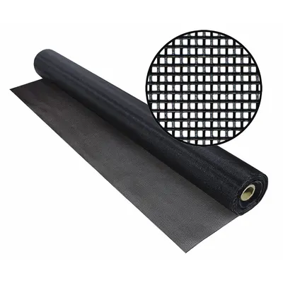 PHIFER Replacement Screen: Polyester, Black, 17 x 13 Mesh Size, 8 ft Wd, 50 ft Lg - Polyester Door and Window Screen
