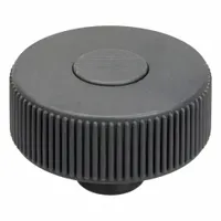 Hand Knob: Knurled, Plastic w/ Steel Thread, M10 Thread, 14 mm Thread Lg, 63 mm Dia, Gray (MPN K0260.2310)