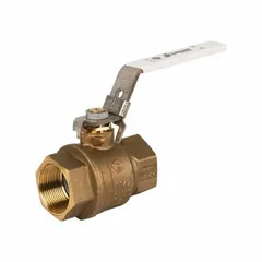 This manual two-way ball valve features a full-port brass body with press x press connections for use with copper or PEX tubing. The straight pattern and locking lever handle provide secure flow control in plumbing and HVAC systems.