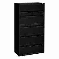 HON Lateral File Cabinet with Drawer: Black, 5 Drawers, 64 1/4 in Overall Ht, 18 in Overall Dp (MPN H785.L.P)