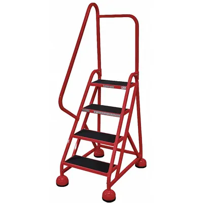 COTTERMAN Rolling Ladder: 3 ft Platform Ht, Partially Assembled, Steel - Steel Ultra-Stable Weight-Actuated Ladders