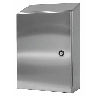 WIEGMANN Sloped Top Enclosure: 304 Stainless Steel, 24 in x 24 in x 8 in, NEMA 12/13/3R/4/4X - Stainless Steel Enclosures