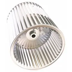 This blower wheel is an OEM replacement part for York HVAC systems. It has a 12-inch diameter, 15-inch width, and a 1-inch bore. Designed for use in furnaces and air handlers to move air across heat exchangers or cooling coils.