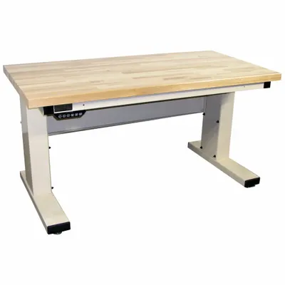 PRO-LINE Ergonomic Work Bench: Adj Ht, Maple, 60 in x 30 in, 1,000 lb Overall Load Capacity - Open-Base Workstations