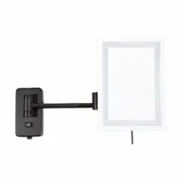 SEE ALL Makeup Mirror: Rectangular, Glass, 13 in Overall Ht, 11 in Overall Wd, 3 in Overall Dp, Wall (MPN HLEDBKSA69)