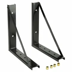 Steel mounting brackets for securing underbody truck boxes. Sold as a pair, each 18 inches long, with a black finish. Includes necessary mounting hardware for installation.