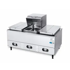 This hot dog steamer operates on 240V AC and features a 20-inch cooking surface width. It is designed for foodservice operations requiring consistent steaming capacity, such as concession stands and cafeterias.