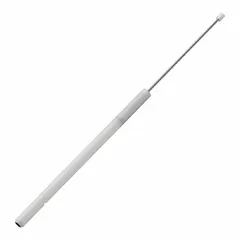 Resin shock absorber with 186 mm extended length and 1.5 N force rating. Used to dampen motion and absorb impact in light-load industrial equipment such as small actuators or positioning mechanisms.