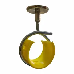 This magnetic-mount bridle ring and saddle ring is constructed of steel with a yellow finish. It accommodates cable bundles up to 2 inches in diameter and supports a maximum load of 90 pounds. The magnetic base allows quick attachment to metal surfaces for organizing and securing cables in industrial environments.