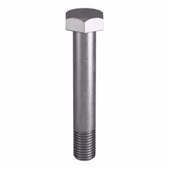 Grade B8 heavy hex bolt with 7/8"-9 thread size, plain finish. Manufactured to ASTM A193 material standards and ASME B18.2.1 dimensional standards. Suitable for high-temperature and high-pressure applications such as flanged connections in piping systems and pressure vessels.