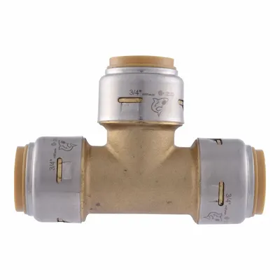 SHARKBITE MAX Standard Brass Push-to-Connect Tee Fitting - Standard Brass Push-to-Connect Tube Fittings