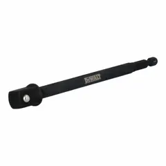 This impact socket adapter converts a 1/4 in drive impact tool to accept 1/2 in drive sockets. It features a square drive type and a 6 in overall length. Suitable for automotive repair, construction, and industrial maintenance tasks requiring impact-rated adapters for high-torque fastening applications.