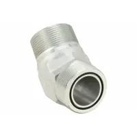 Hydraulic Hose Adapter: 1 1/2 in x 1 1/2 in Fitting Size, Male x Male, ORS x NPTF, Rigid, 45° Elbow (MPN FF2093T2424S)