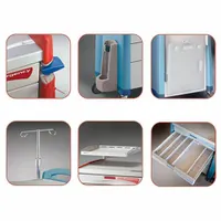 Side-mount accessory for medical carts, includes an I.V. pole. Used to support intravenous therapy equipment in clinical environments, providing convenient access during patient care procedures