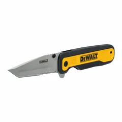 This manually-opening folding knife features a 3-1/4 in serrated blade and an aluminum handle. With a closed length of 4-1/2 in and overall length of 7-3/4 in, it is suited for cutting tasks such as rope, cardboard, and drywall in construction and maintenance applications.