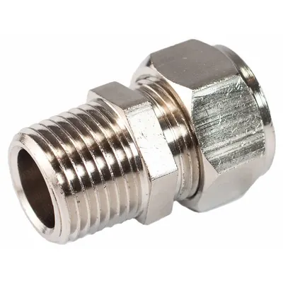 RAPIDAIR Compression Fitting Adapter: 5/8 in OD 3/8 in Pipe Fitting Size, Compression x MNPT - Compressed Air System Brass Compression Tube Fittings