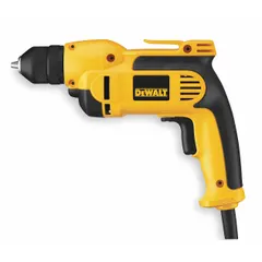 Corded pistol-grip drill with 8 A motor and 2,500 RPM no-load speed. Keyless chuck for quick bit changes. Suitable for drilling in wood, metal, and masonry in construction and maintenance tasks.