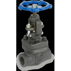 This SHARPE globe valve features a carbon steel straight body with socket x FNPT female end connections. It has an OS&Y stem and a metal seat, suitable for general-service applications such as throttling and on-off control in piping systems handling steam or other compatible media.