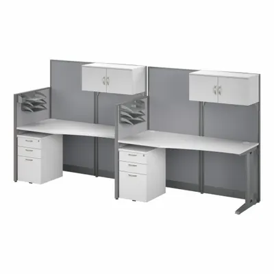 BUSH BUSINESS FURNITURE Modular Cubicle Workstation: 62 7/8 in Overall Ht, 129 in Overall Wd - Office Cubicles with Privacy Panels