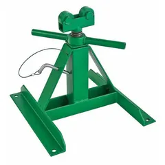 GREENLEE Telescoping Reel Stand: 0 Spindles, 15 in x 15 in x 27 in, For 56 in Max Spool Dia, Steel (MPN 687). Key specifications — Adjustment Type: Screw; Brand: GREENLEE; Color: Green; Material: Steel; Finish: Powder Coated; For Maximum Spool Diameter: 56 in.