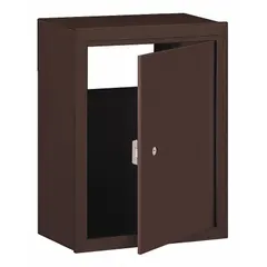 Receptacle: Not USPS Master Lock Compliant, 1 Doors, Horizontal, 19 in H x 15 in W x 7 1/2 in D (MPN 2256BRZ). Key specifications — attr1083701: Rear; attr1091061: Lockable; attr1096729: Horizontal; attr1126060: Not USPS Master Lock Compliant.