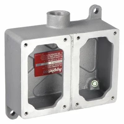 APPLETON ELECTRIC Mounting Body: 2 Gangs, Copper-Free Aluminum, 1 in Hub Size, Dead End - 2-Gang Hazardous Location Electrical Boxes