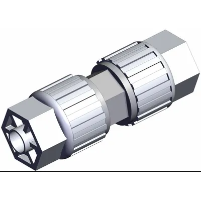 SMC LQ3U2A PFA Compression Tube Fitting, 1/4 in OD x 1/4 in OD - PFA Compression Tube Fittings