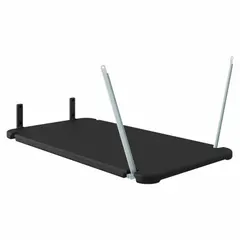 This storage shed shelf kit adds a single shelf inside plastic sheds with gable roofs. Constructed of painted metal and resin, it includes two steel reinforced loft bars and mounting hardware. Use it to organize tools, garden supplies, and other items, maximizing vertical storage space.