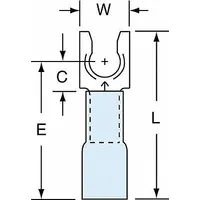 3M Fork Terminals: Blue, Heat Shrink, #8 Stud Size, 16 AWG – 14 AWG Wire Range, Locking Fork, 600 V (MPN MH14-8FLK)