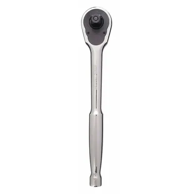 WESTWARD Hand Ratchet: Pear, Reversible, 10 in Overall Lg, Chrome - Standard-Head Ratchets