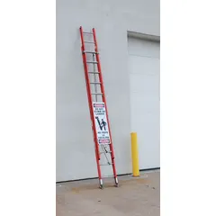 Aluminum ladder lockout kit that includes one padlock with key. Used to physically restrict access to ladders during maintenance or lockout/tagout procedures, preventing unauthorized use and enhancing worker safety.