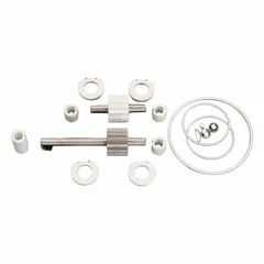 Repair kit for Isochem Series GMC8 pumps, model GMC8-ACE-KKF. Includes gears, shafts, O-rings, keys, snap rings, bearings, and wear plates. Used to rebuild rotary gear pumps in industrial fluid-handling applications.