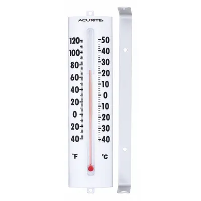 ACURITE Analog Thermometer: -40°F to 120°F /-40°C to 50°C, +/-4°F, Wall - Wall Mount Liquid-in-Glass Thermometers