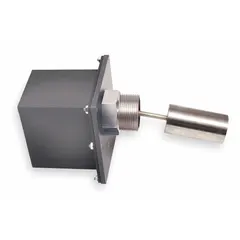 Mechanically alternating side-mounted float switch with stainless steel construction. Features selectable SPST configuration and lead wire termination. Specific gravity rating of 0.60. Suitable for liquid level sensing in industrial tanks and vessels.