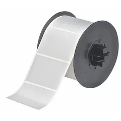 Precut label roll with tamper-indicating checkerboard pattern. If removal is attempted, the pattern leaves a permanent void message, providing visual proof of unauthorized access. Compatible with i5300 printer series. Used for asset security and compliance in industrial environments.