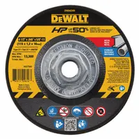 General purpose cut-off wheel for carbon and stainless steel. Type 27 depressed center design with aluminum oxide abrasive, 60 grit, and Series A60T. Dimensions: 4-1/2" diameter, 0.045" thickness, 5/8"-11 arbor. Suitable for cutting and slotting in metal fabrication and maintenance applications