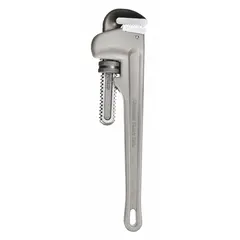 Straight pipe wrench with serrated jaws and an I-Beam handle. Overall length of 36 inches with a jaw capacity of 5 inches. Used for gripping and turning pipes, fittings, and rounded-off nuts in plumbing and maintenance applications.