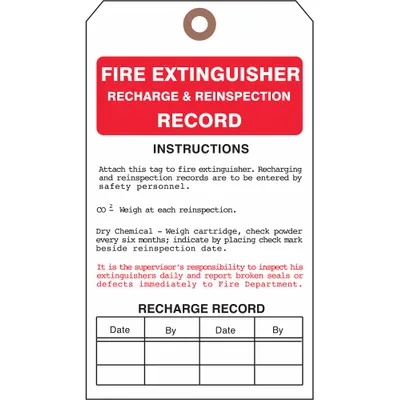 SEE ALL INDUSTRIES Tag: Fire, 4 in Wd, 7 in Ht, White, Rectangle, Cardstock, Indoor, 25 Ties Included - Safety