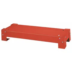 This steel base provides a stable foundation for Durham metal small parts drawer cabinets. It measures 33-3/4 inches wide by 12-1/2 inches deep and is finished in red. Suitable for use in industrial workshops, warehouses, and maintenance facilities to elevate and secure storage units.