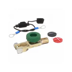This top-post rotary disconnect switch isolates the battery from the electrical system to prevent parasitic drain and enable safe maintenance. Rated for 12V with a maximum surge current of 500A, it features zinc contacts and negative polarity. Suitable for use in vehicles, equipment, and machinery requiring reliable battery isolation.