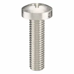 Pan head machine screws with M8x1.25 thread, 30 mm length, made of 18-8 stainless steel with a plain finish. Phillips drive size #4. Sold in a 10-pack. Used for fastening metal parts in machinery, equipment, and assemblies where a low-profile rounded head is required.