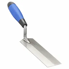 Square-blade margin trowel with a 2 in wide carbon steel blade. Used for applying and smoothing mortar in masonry work. ErgoSoft rubberized handle provides comfort and control during detailed finishing.